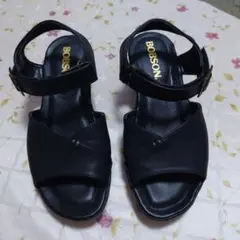 BOBSON 黒 コンフォートサンダル ウェッジヒール