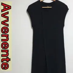 Avvenente ノースリーブロングワンピース フレンチスリーブ スリット 黒