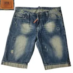 ここのえ期 抜群の雰囲気 ディースクエアード 加工 デニムショーツ L