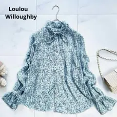 美品✨ルルウィルビー　花柄フリルシアーブラウス　楊柳　リボンのサムネイル