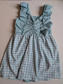 水色フリルワンピース水着 120