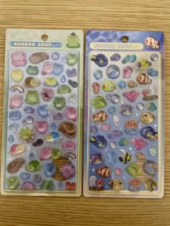 ボンボンドロップシール 水族館限定新作 4種 熱帯魚 両生類