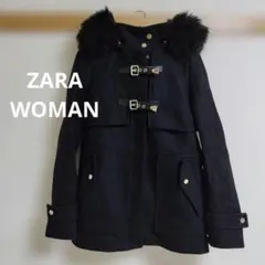 ・ZARA WOMAN ザラ 2way フード脱着可 中綿 ジャケット 黒