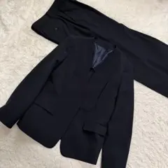 現行極美品XLサイズ相当 スーツカンパニー　パンツスーツ　ノーカラー　洗濯可能