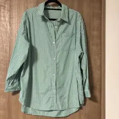 Helm 緑と白のストライプ長袖シャツ