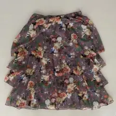 【美品】INGEBORG インゲボルグ 花柄 ティアードスカート フリル 9号のサムネイル