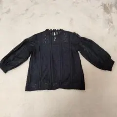 ブラック レース フリルネック 長袖ブラウス✦NICE CLAUP