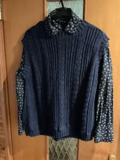 リネンの編み柄ベスト