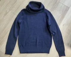 【美品】Reflect ネイビー ほんのりラメ オフタートル シンプルニット