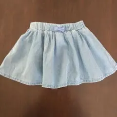 ライトブルー デニム風スカート インナーパンツ付き　95㎝　ミニスカート