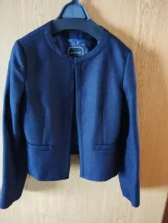 ネイビー ノーカラー ジャケットとスカート セット　any fam