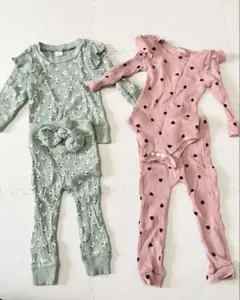 ベビー服 セットアップ グリーン ピンク　部屋着　パジャマ