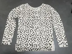 AZUL ベージュ・ブラック ドット柄 長袖ニット　Sサイズ