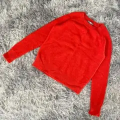 『UNIQLO』ユニクロ　モヘヤブレンドセーター　長袖ニット　ウール混　オレンジ