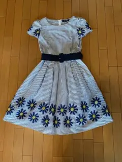 M'S GRACY ストライプ 花柄刺繍 ワンピース 38 美品のサムネイル