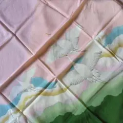 風呂敷 鶴と雲の柄 ピンク