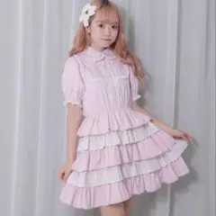 Honey Cinnamon ティアード フリル コットンワンピース ピンク honey cinnamon ティアードフリルコットンワンピース ピンク F - メルカリ