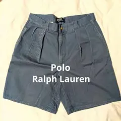美品　90s ポロラルフローレン ブルー タックショートパンツ　チノショーツ