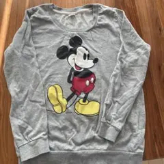 ミッキーマウス プリント グレー トレーナー　Lサイズ