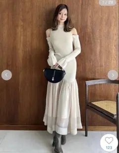 新品 スナイデル♡ Sustainableコールドショルダーニットワンピース