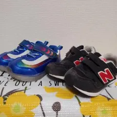 New Balance キッズスニーカー ベロクロ 光るスニーカー セット