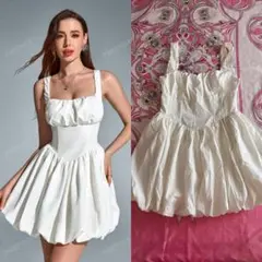 shein parthea♡ ホワイトフリルスウィングドレス　白
