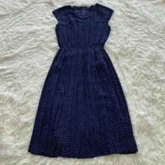 【レトロ】LOUIS JOONE ネイビー 水玉 ドット柄 ワンピース 9AB2