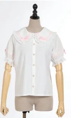 axes femme kawaii 梯子レース半袖ブラウス　白✖️ピンク　新品