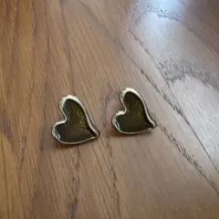 ハート型 ゴールド ブラウン イヤリング