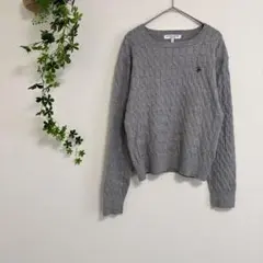 ［U.S. POLO ASSN］グレーケーブルニット（M）長袖のサムネイル