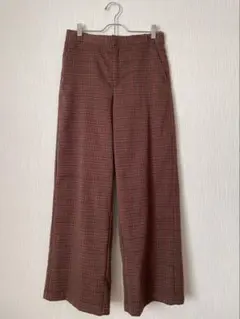 （GU）チェックワイドパンツ