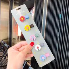 【韓国風】可愛いお花のヘアクリップ5個セット ヘアアクセサリー 髪飾り