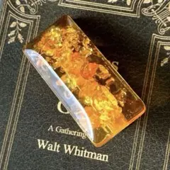 ヴィンテージ アンバーカボションのヘアクリップ スクエア　帯留・ブローチへ変更可