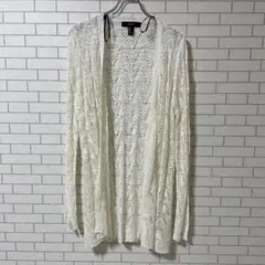 FOREVER 21 カーディガン M 透かし編み ロングカーディガン 長袖のサムネイル