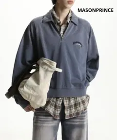 MASONPRINCE ポロカラーハーフZIPグラデーション加工スウェット