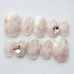 サイズオーダー可　ベリーショートオーバル　ネイルチップ　ピンクマグニュアンスのサムネイル