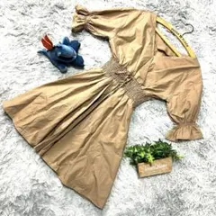 良品 NICE CLAUP 膝丈ワンピース F ブラウン 半袖