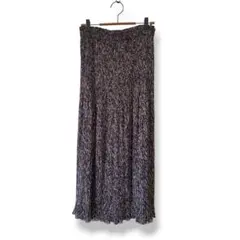 2wayプリーツスカート　リバーシブル　ボタニカル柄　ブラック