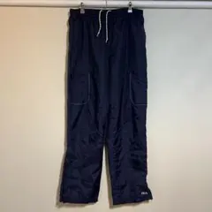 FILA ネイビー サイドジッパー付き ナイロンパンツ 古着 テック系