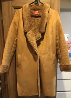 フェイク　ムートンコート　チェスタコート　キャメル　【美品】