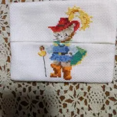 刺繍猫キャラクターのファッション小物ポケットティッシュケース