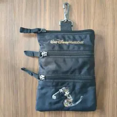 【希少・レトロ】ディズニーワールド ゴルフ ポーチ ミッキー刺繍 カラビナ付のサムネイル