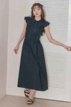 rienda リエンダ レースアップフリルワンピース　完売色