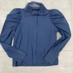 ZARA ザラ　パフスリーブ　デザインシャツ ブラウス　トップス　ブルー　XS