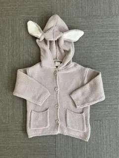 バースデイ　うさぎ耳つき　カーディガン　80