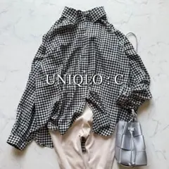 24SS UNIQLO:C ボリュームチェックブラウス ギンガムチェック L