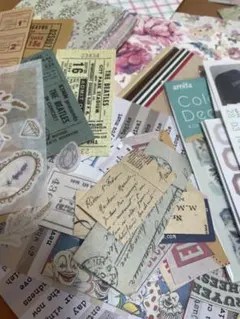 ビンテージデコレーションペーパー　シール　ステッカーセット　コラージュ　B