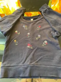 après les cours 花柄刺繍 トレーナー　紺