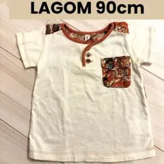 美品 Lagom 半袖Tシャツ ヘンリーネック 総柄ポケット 90cmのサムネイル