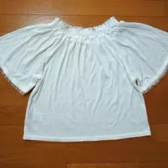 earth リブ編み オフショルダープルオーバー 2way ブラウス ホワイト